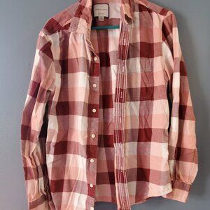 American Eagle Mens size S Long Sleeve Button Down Burgundy Pink White Top